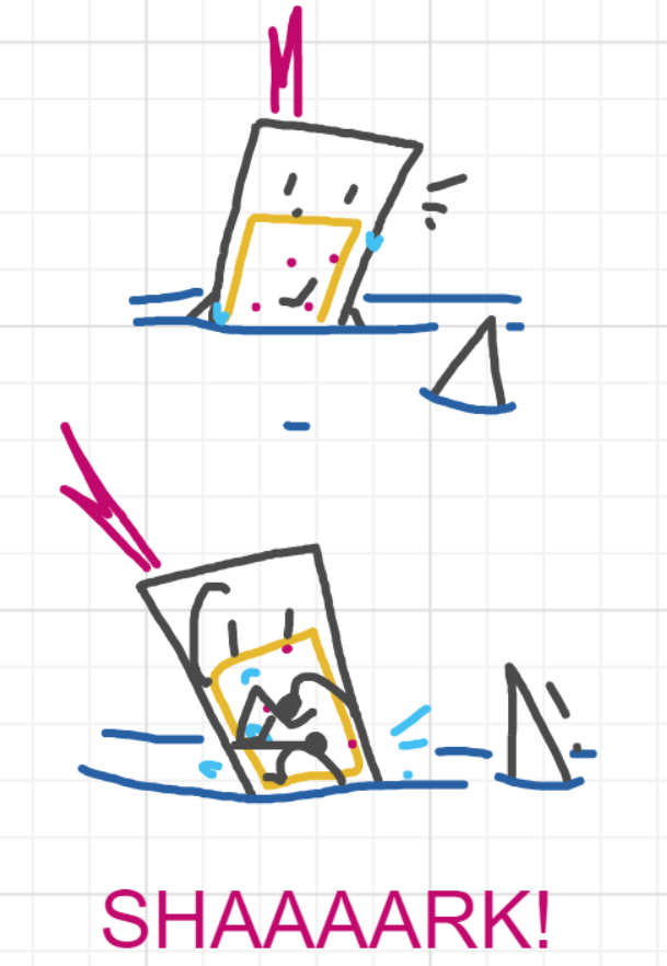 A panel from Ready Oar Knot, episode three of the Board Boards object show by Furretwalk/WalkingFurret.